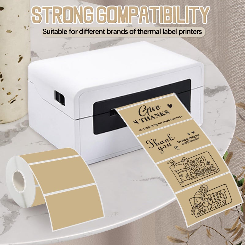 Starboling 3"" x 2"" Thermal Labels,Self-Adhesive Rectangle Thermal Printer Sticker,for Price,Barcode,Mailing,Name(Brown) - Image 4